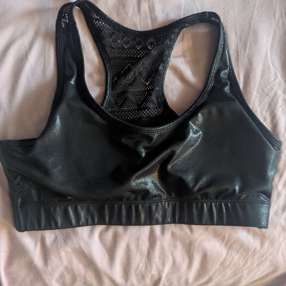 Zyia Black Bomber Gloss Workout Bra
